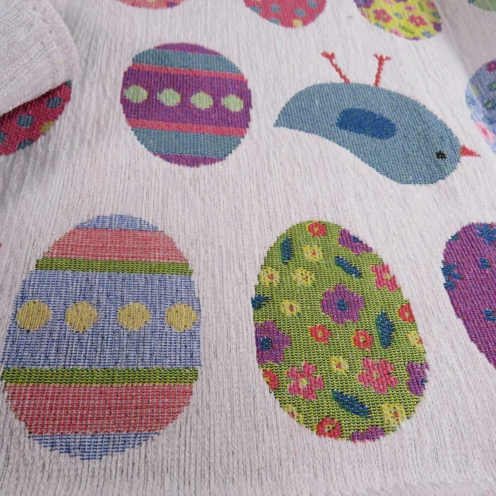 Easter Spring White with Eggs Chicks 13x72 in 6 ft Table Runner
